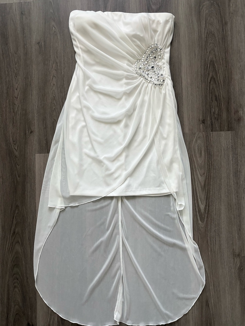 Vintage Made in Canada imPRESS Strapless White High-Low Dress